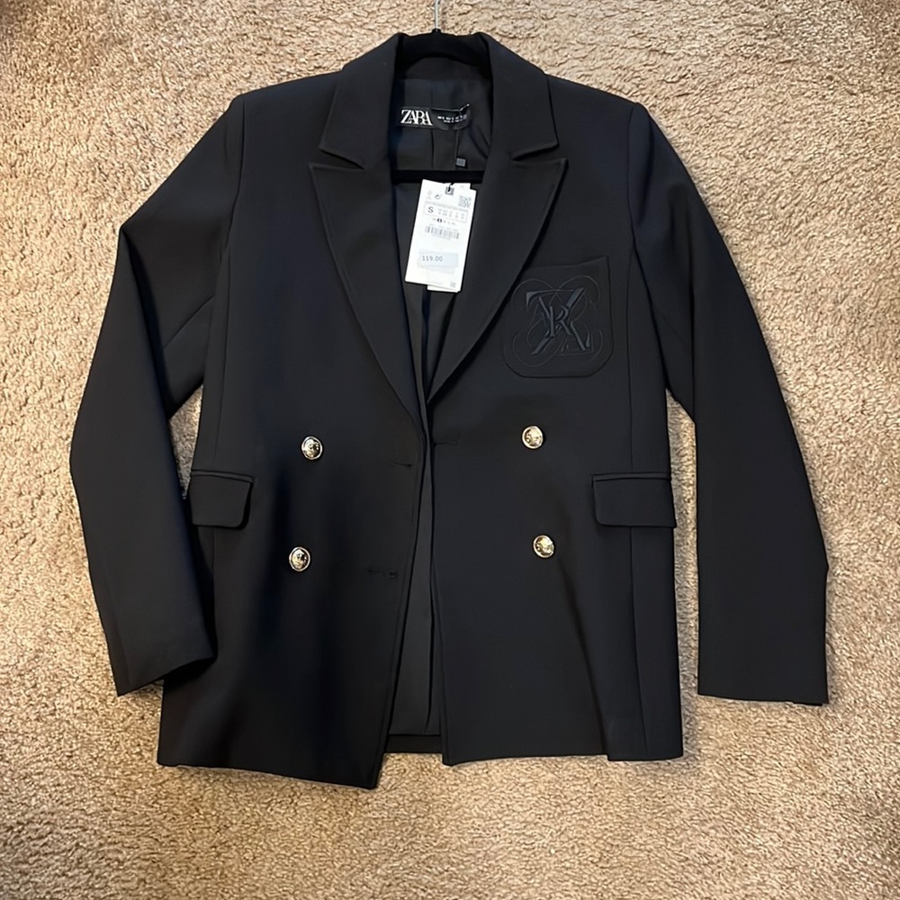 Zara Fitted Embroidered Blazer